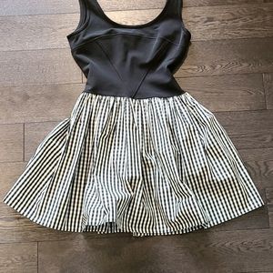 Pink Tartan scuba top, full bottom prom dress.